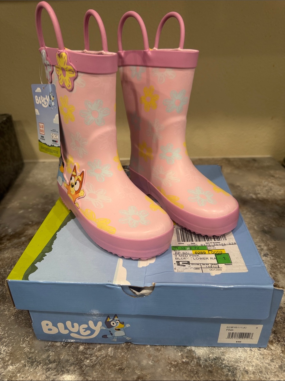 Bluey Kids' Pink Floral Rain & Snow Boots